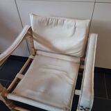White leather safari armchair