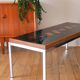 Table basse en céramique, teck & chrome, design, 1970