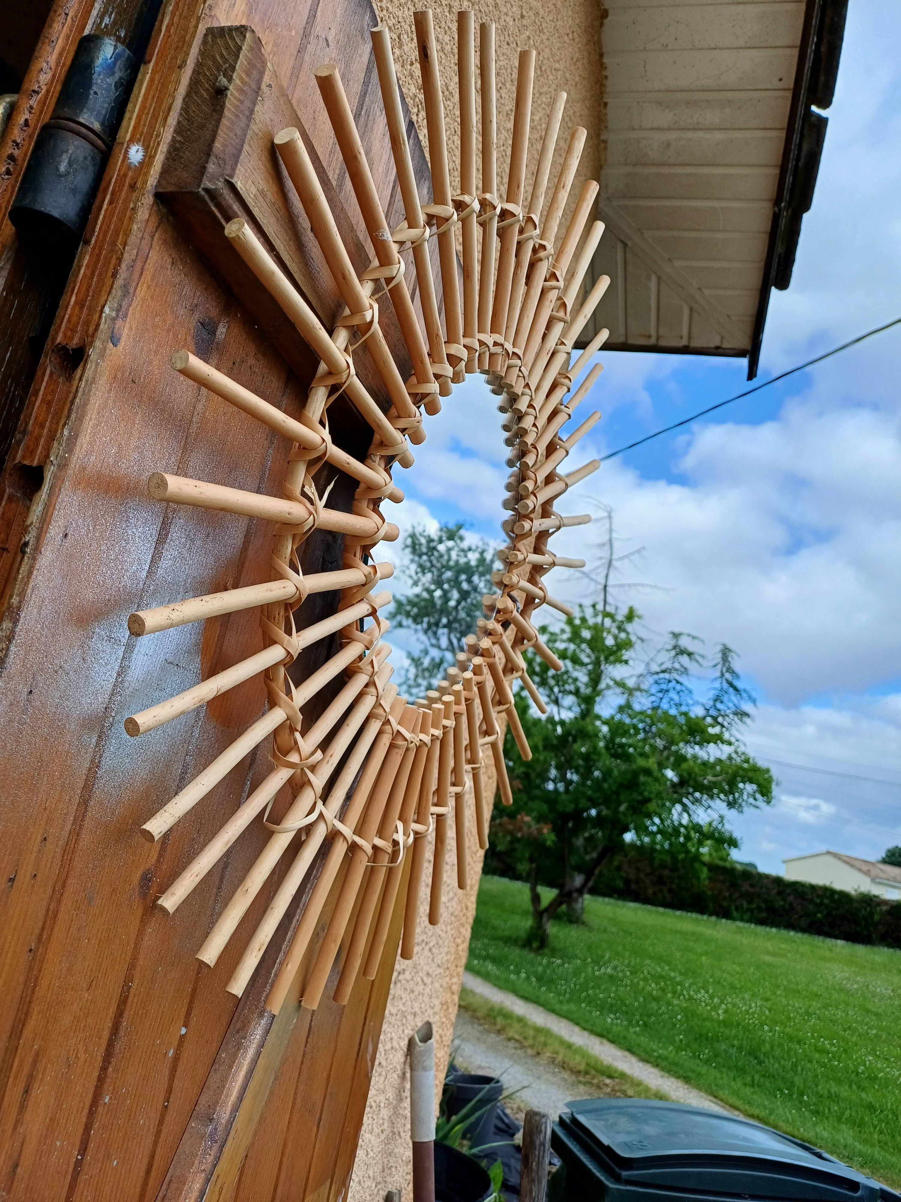 Miroir Soleil Rotin