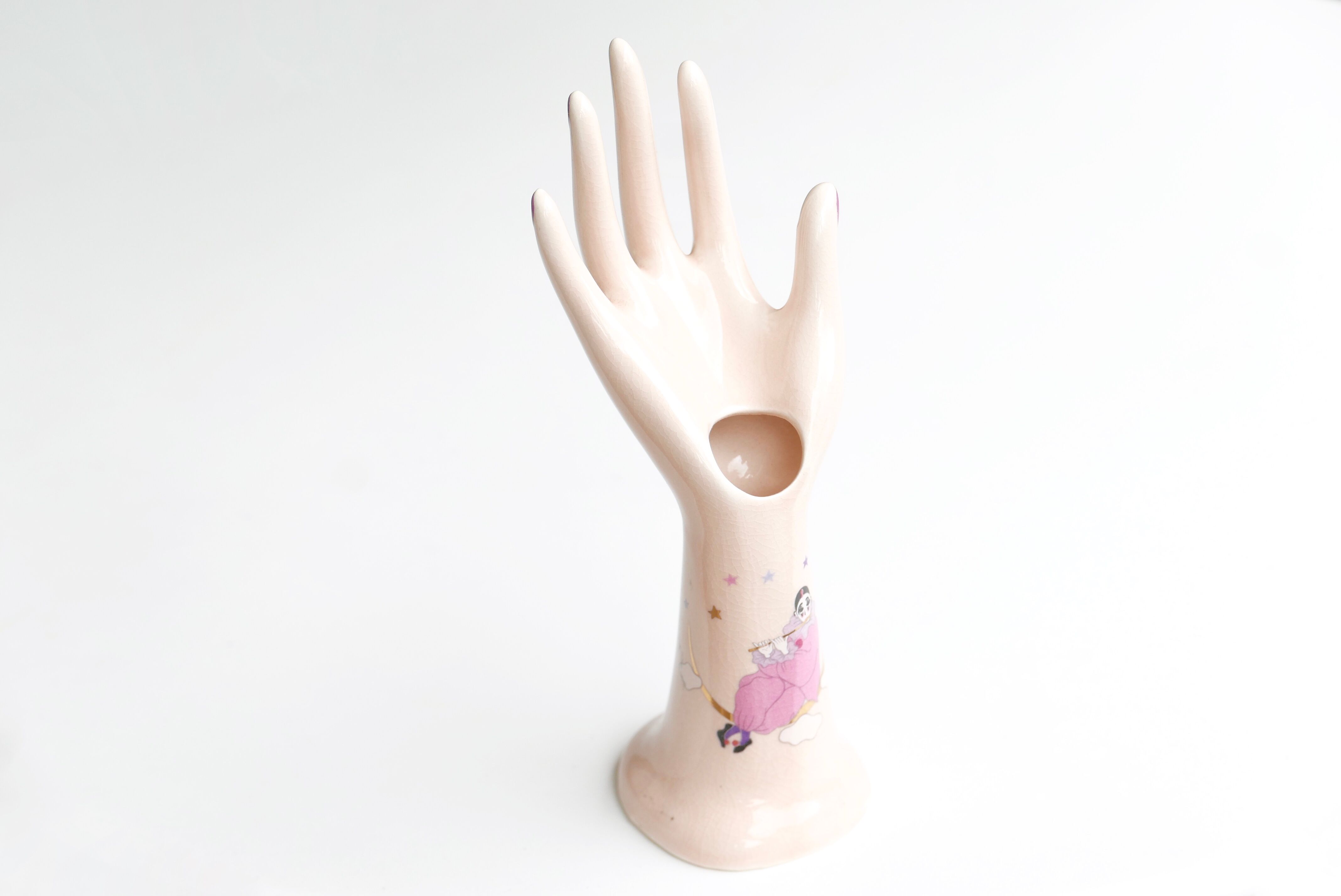 Hand baguier pink vase, 70s