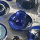 Set of 12 vintage blue ceramic plates D23