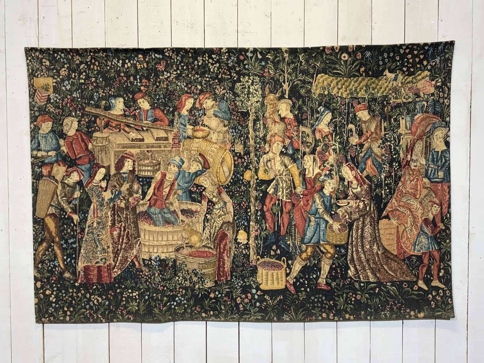 1970s wall tapestry - The Grape Harvest - JP Gobelin Panels
