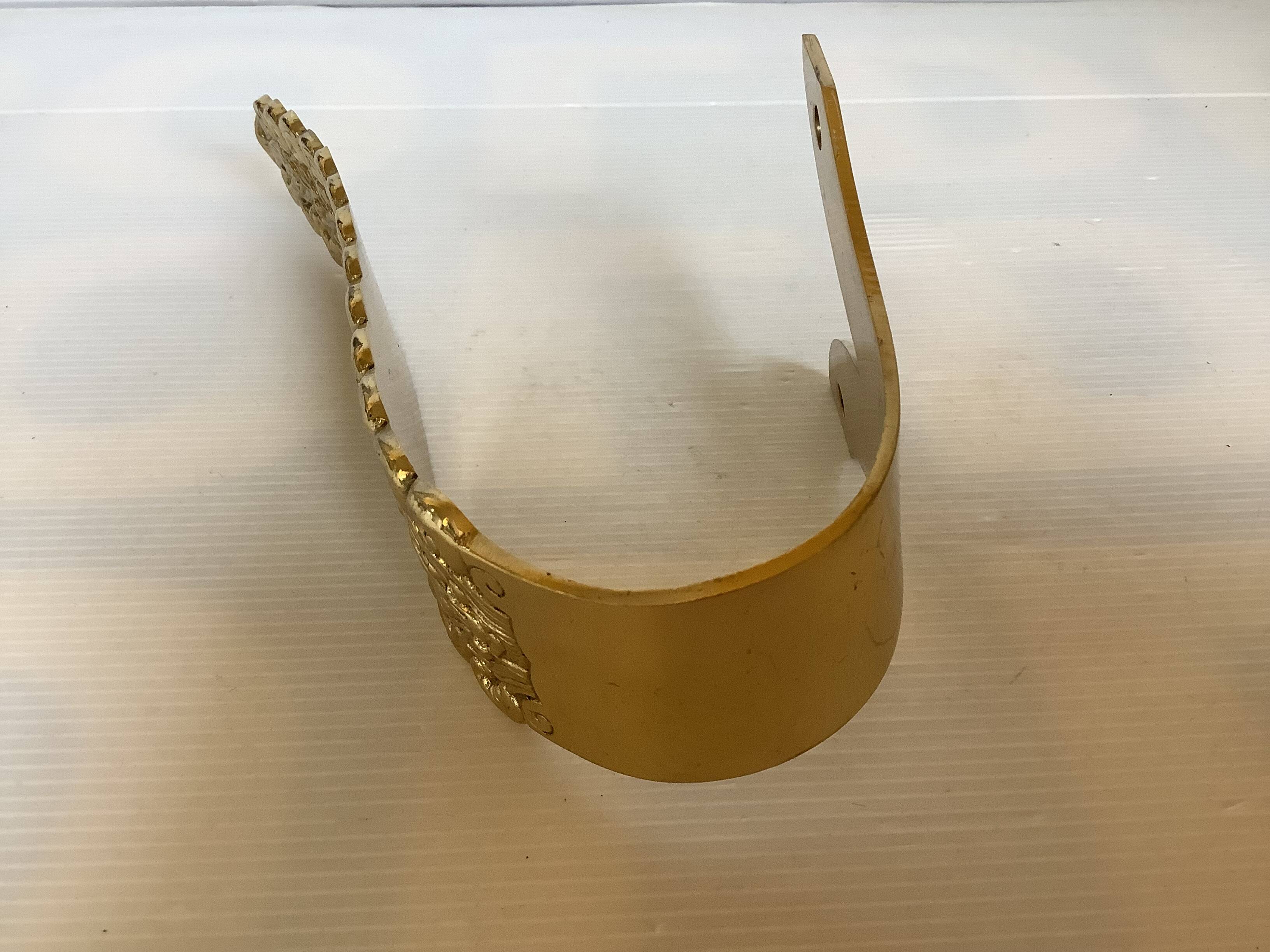 Large worked brass coat hook