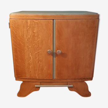 Bedside, wood, fine art deco, oak, drawer, 2 doors