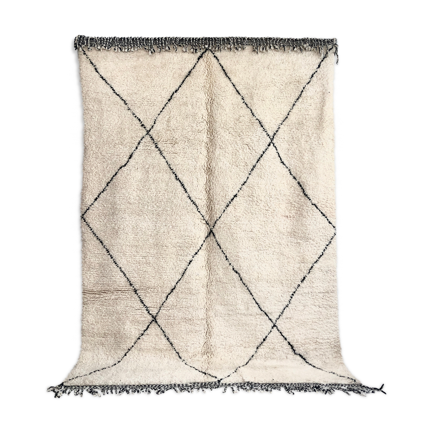 Moroccan Berber carpet Beni Ouarain with black diamonds 3,05x2.09m