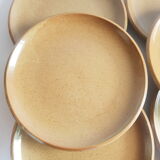 Set of 6 flat plates in Brenne stoneware from France vintage