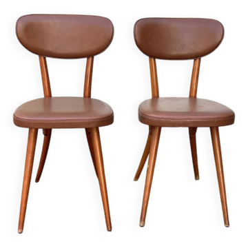 (Lot) 2 Chaises Baumann Pied Compas Style Scandinave