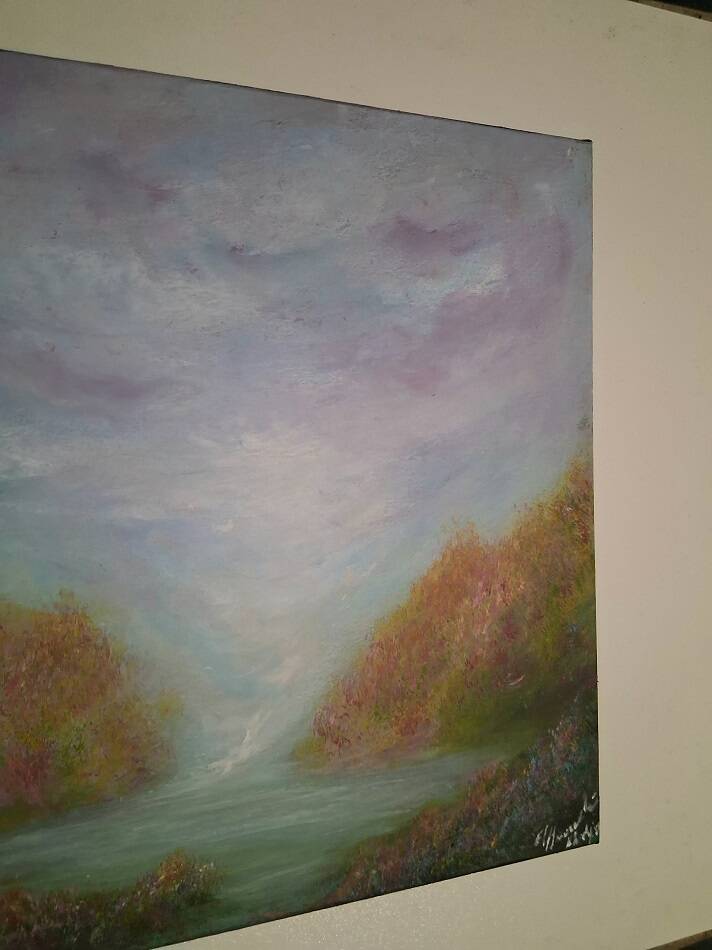 Half-abstract, half-impressionist tableau, original signed with its certificate.