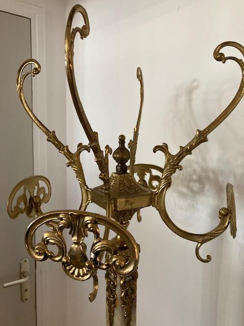 Marble and brass coat rack