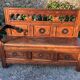 Breton chest bench carved from the early 20th century in solid oak.