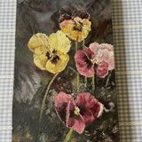 Oil on wood wild pansies 29x17