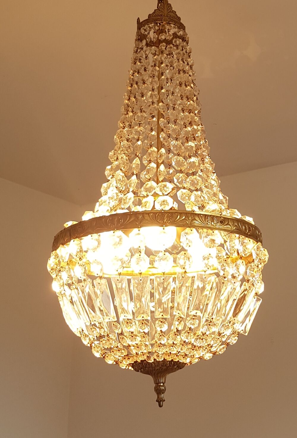 Hot air balloon chandelier with stamps