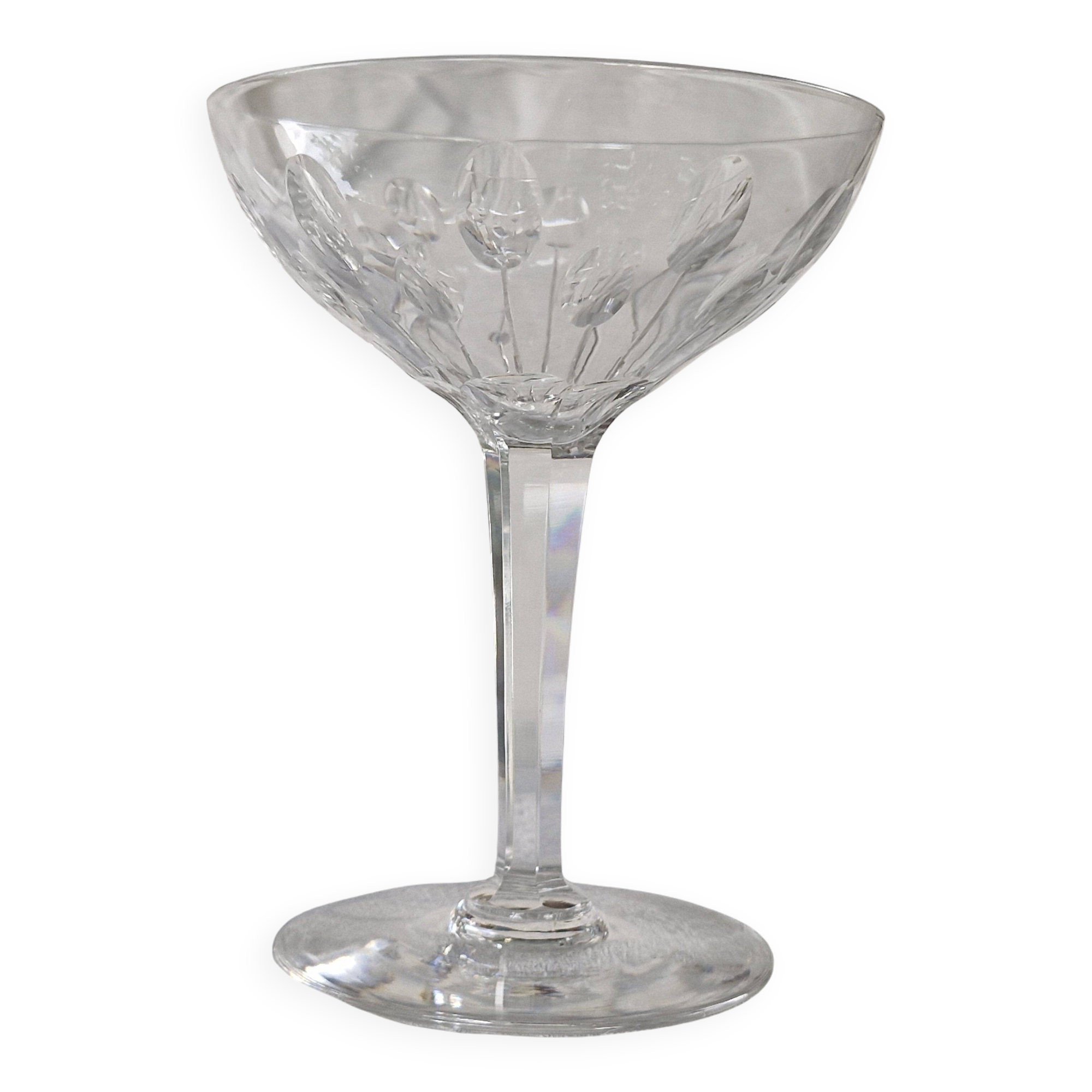 1 Val Saint Lambert crystal champagne glass, Nestor model, Hamle cut