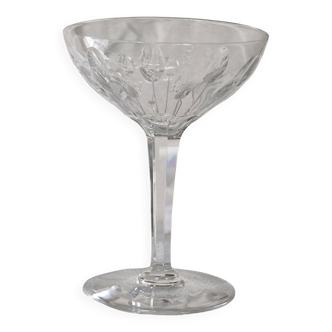 1 Val Saint Lambert crystal champagne glass, Nestor model, Hamle cut