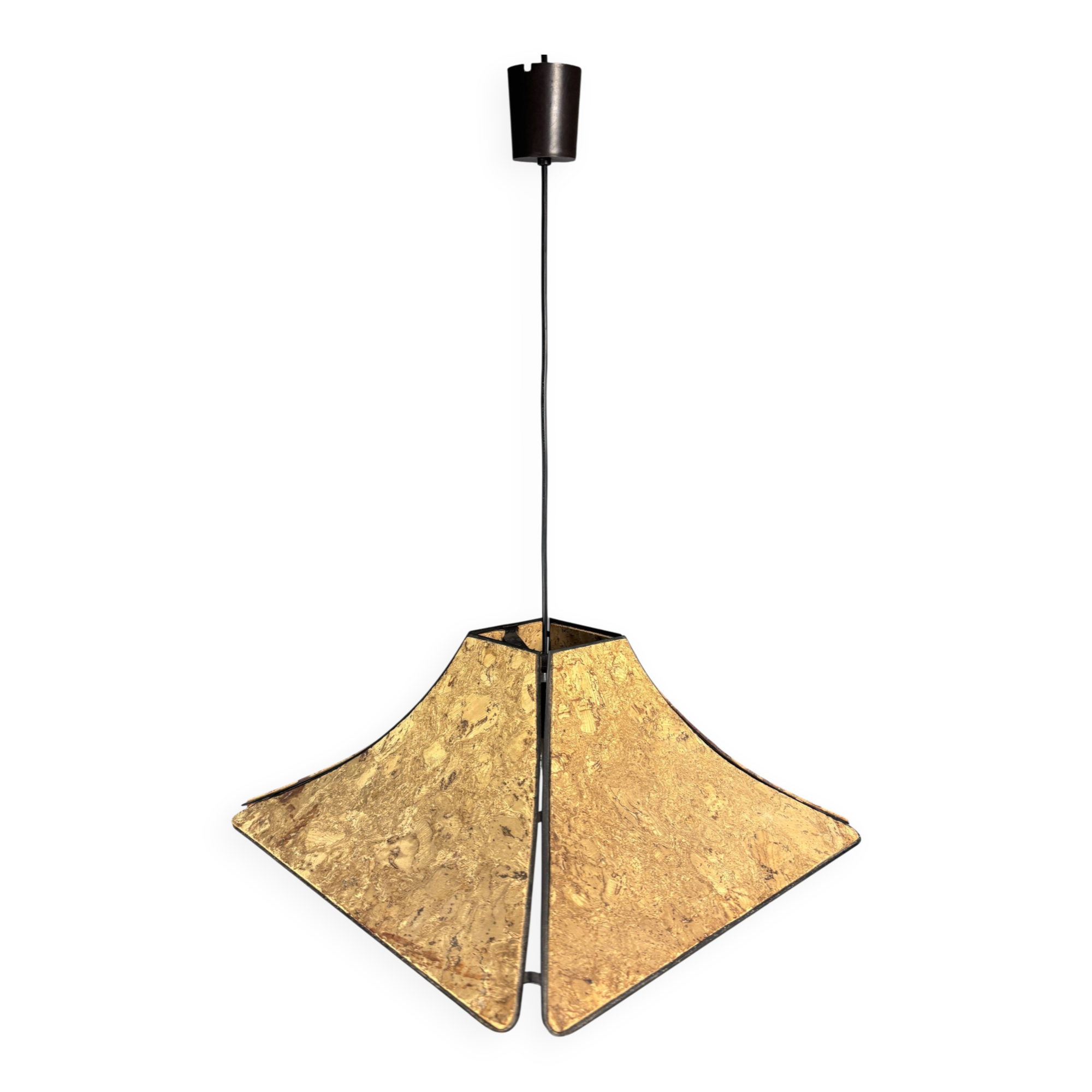 Midcentury cork pendant hanging lamp, Germany 1970s, Ingo Maurer style