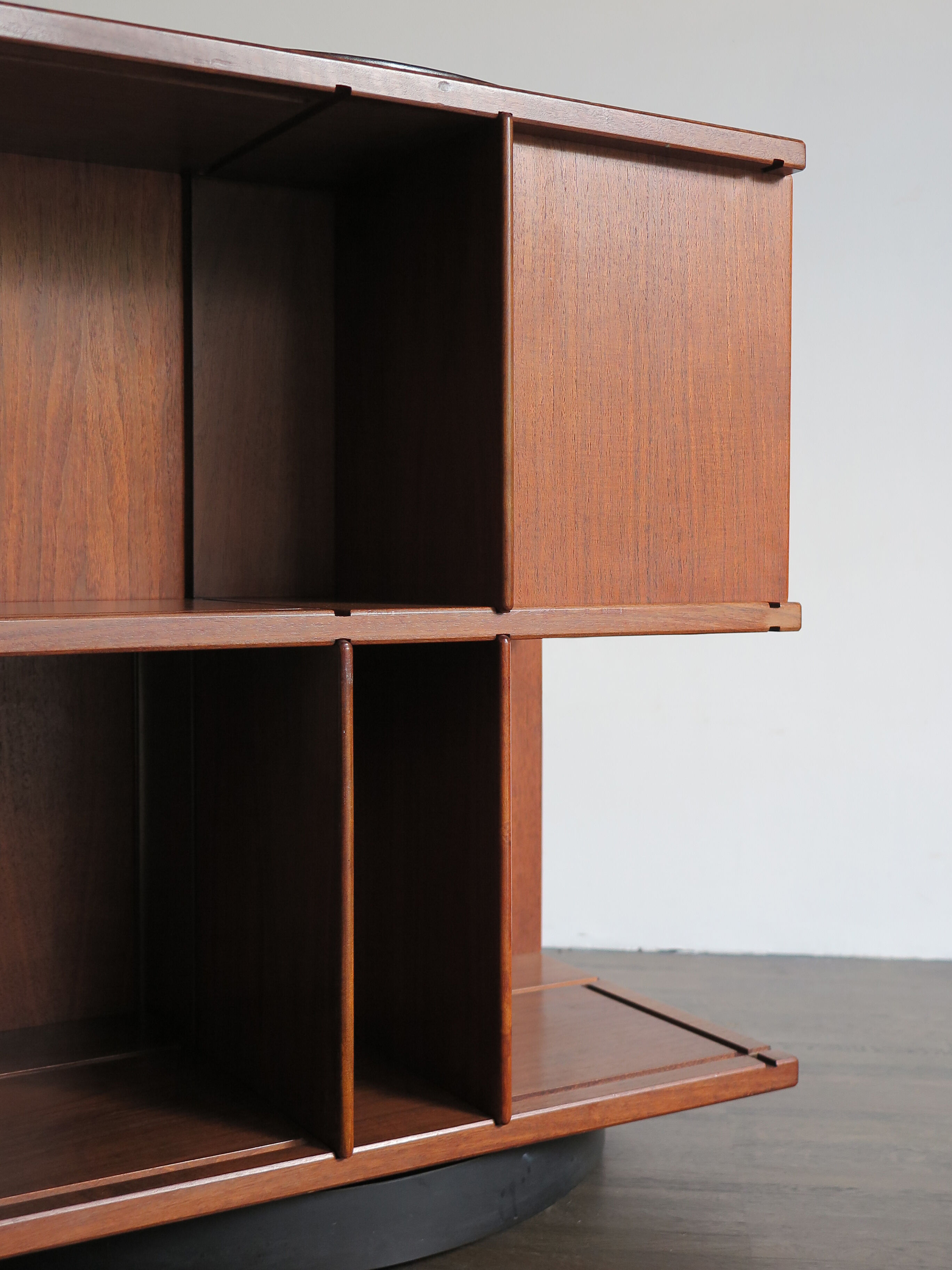 Gianfranco Frattini for Bernini italian wood leather swivel bookcase 1960s