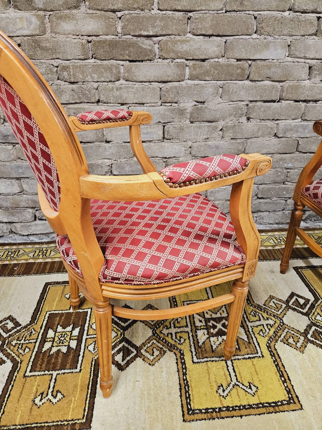 Pair of Louis XV style Medallion armchairs