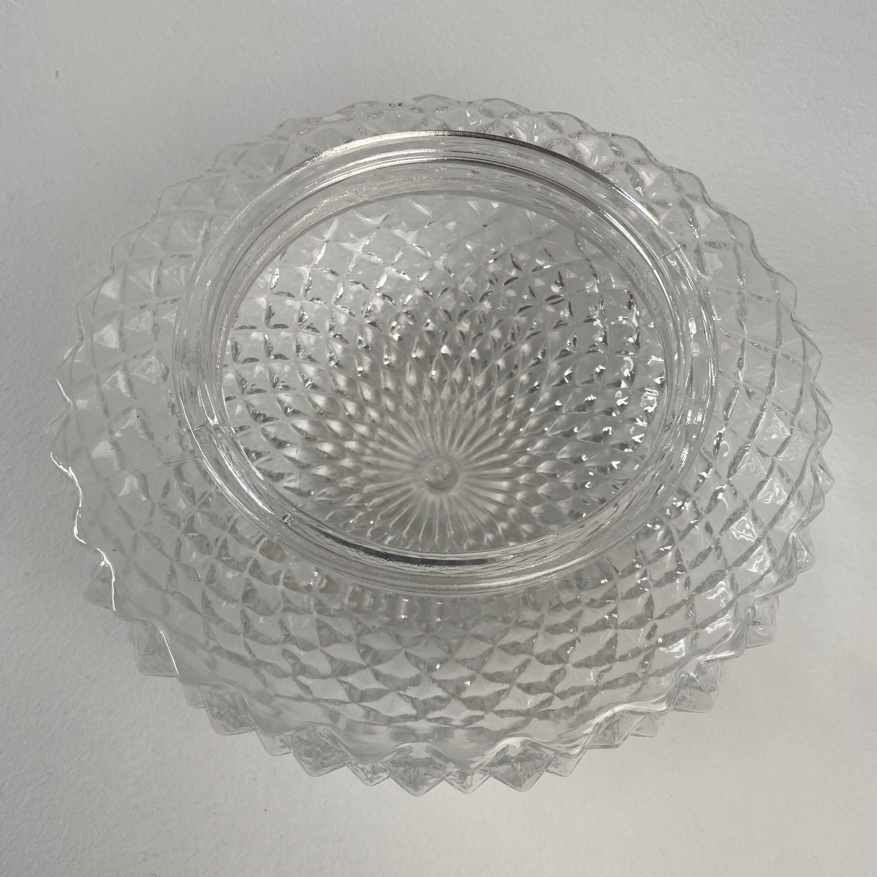 Pair of vintage round glass wall lamps