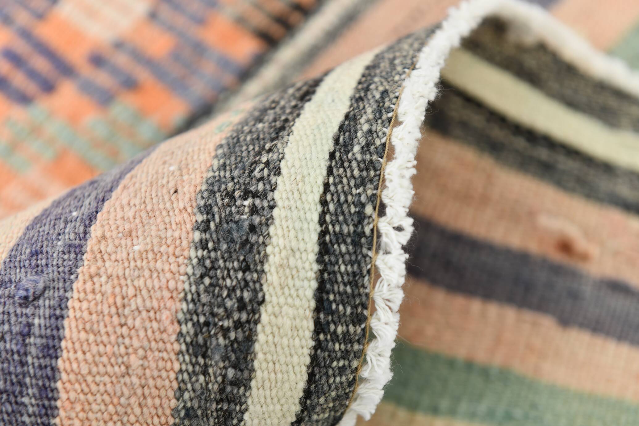 6x12 Pale Orange Green Handmade Vintage Rug, 174x359Cm