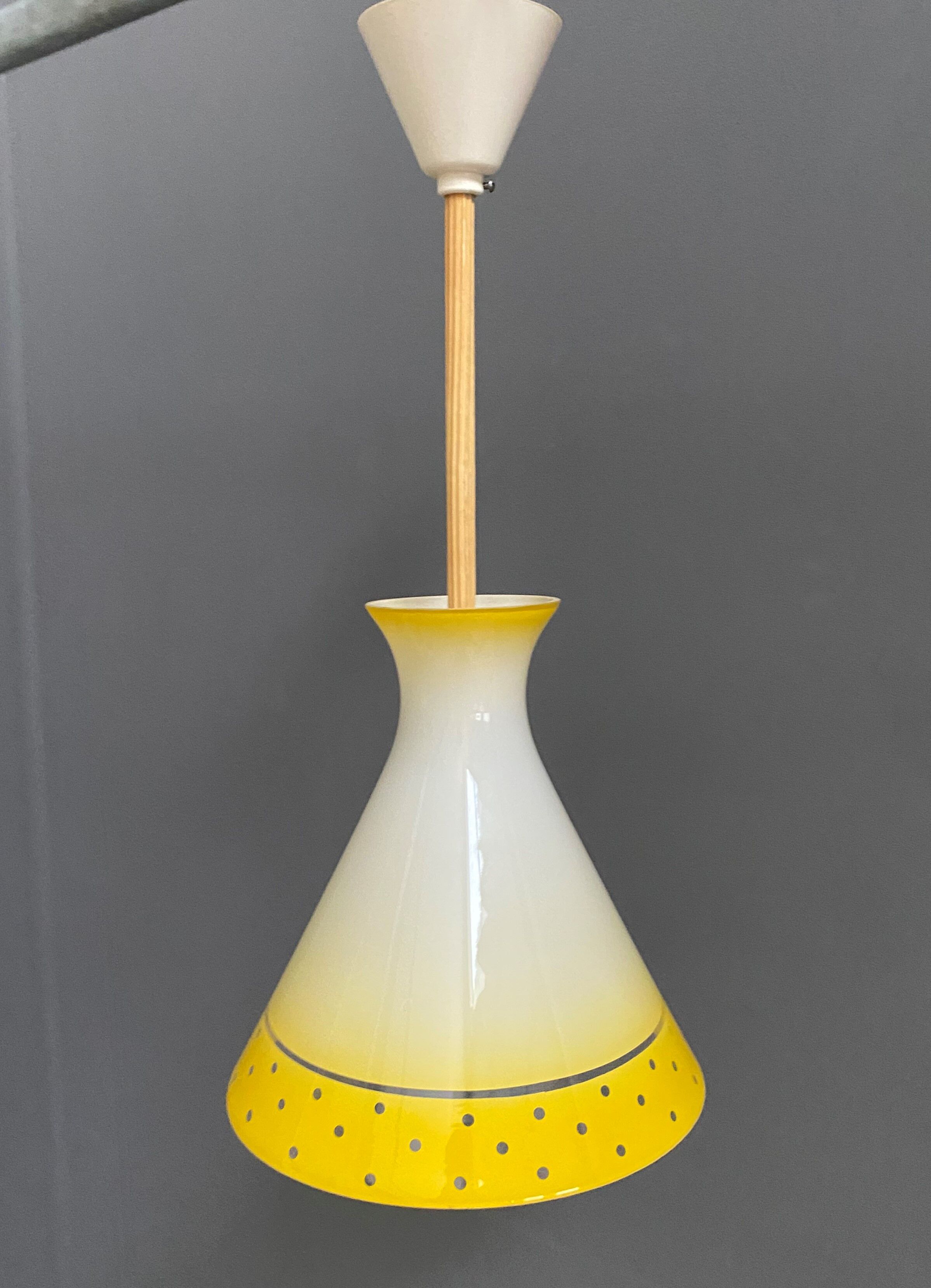 Yellow Glass pendant lamp 1960s