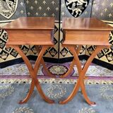 Pair of Directoire style winding bedside tables