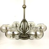 Art Deco chandelier in metal and tinted glass