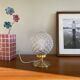 Table lamp, desk, globe in antique glass and brass base