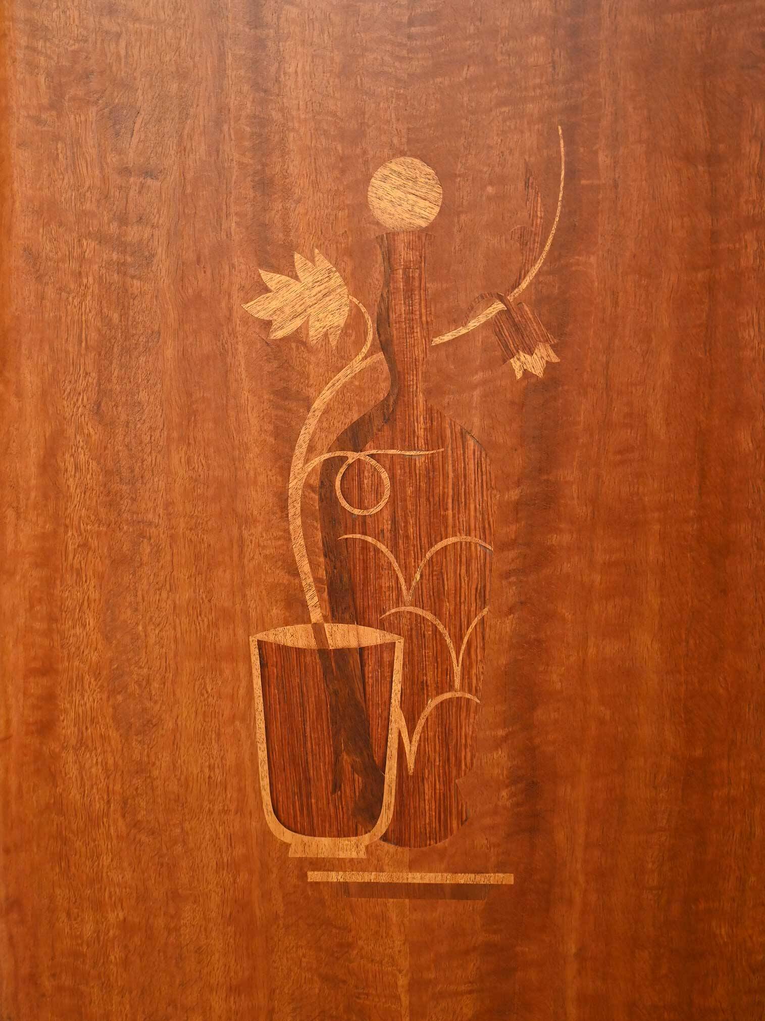 Scandinavian 1940s bar cabinet with inlays