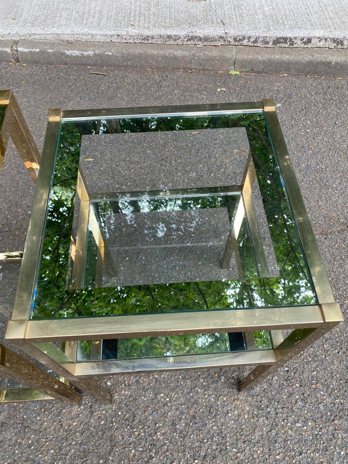 2 bedside tables, end tables in brass and transparent glass Maison Ja