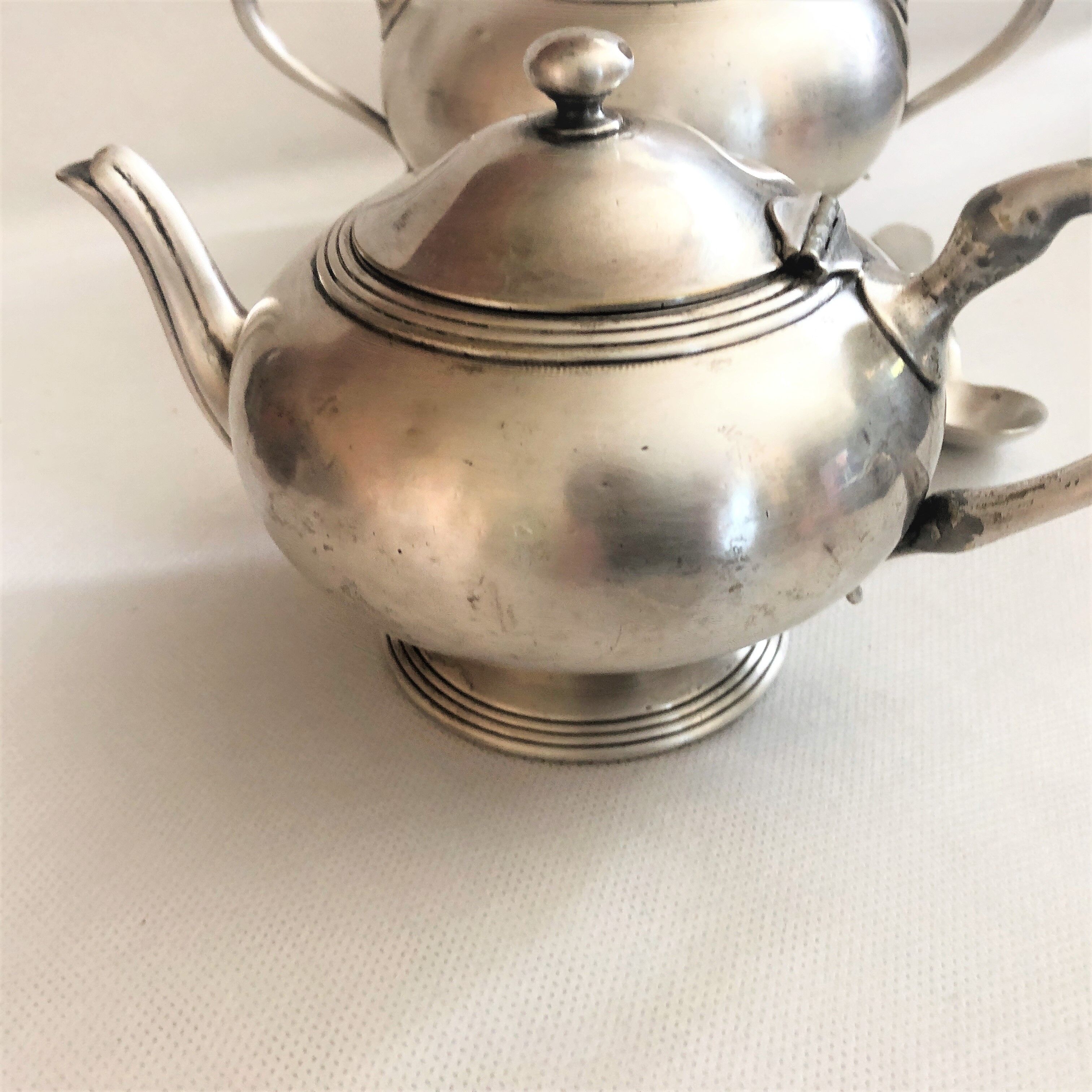 Vintage Buenos Aires silver metal coffee tea set with hallmarks