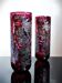 Pair of Laugharne Vases with Silver Overlay, Hand-Blown Ruby Mottled Glass