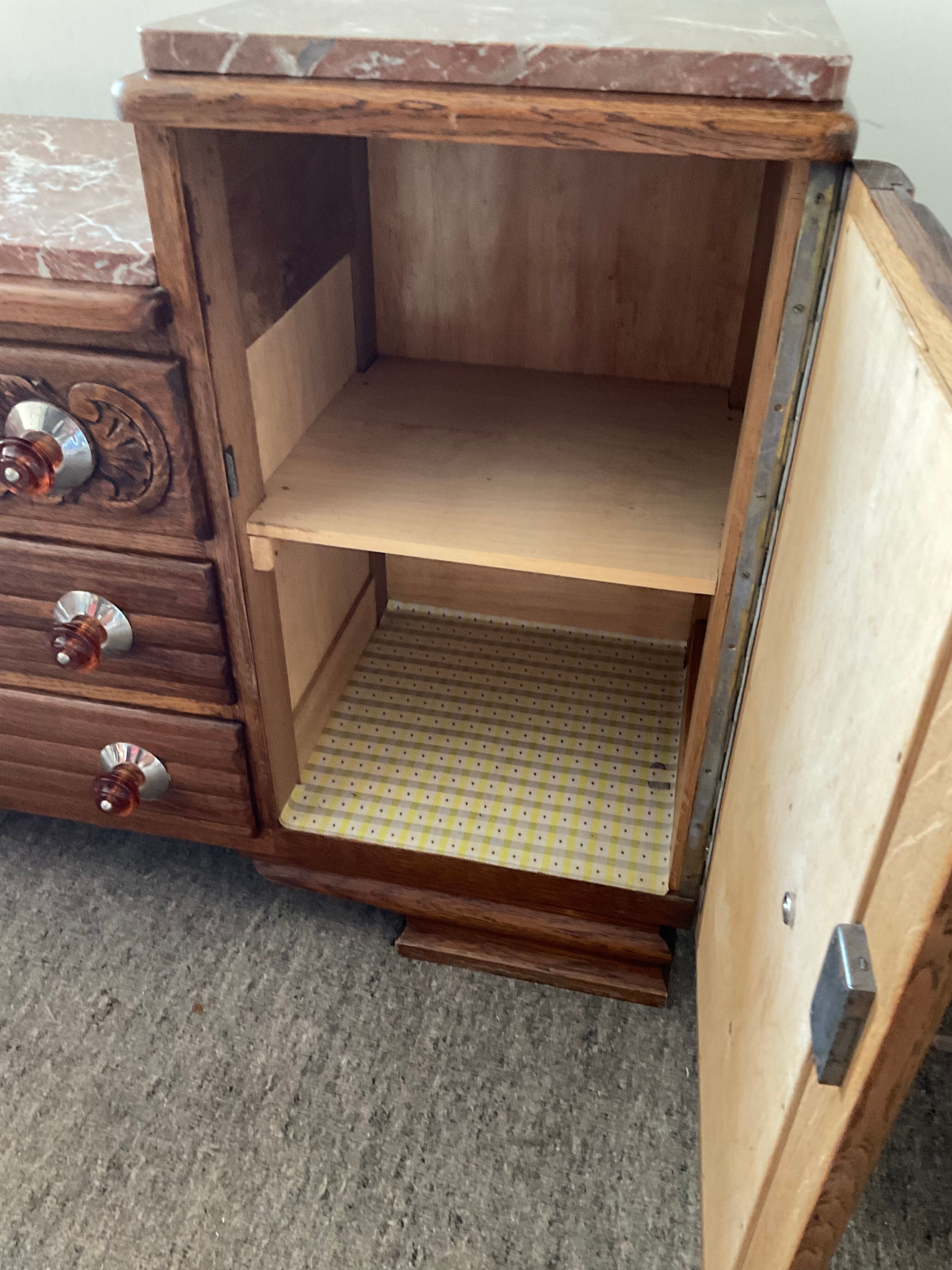 Art Deco sideboard in wood and marble
