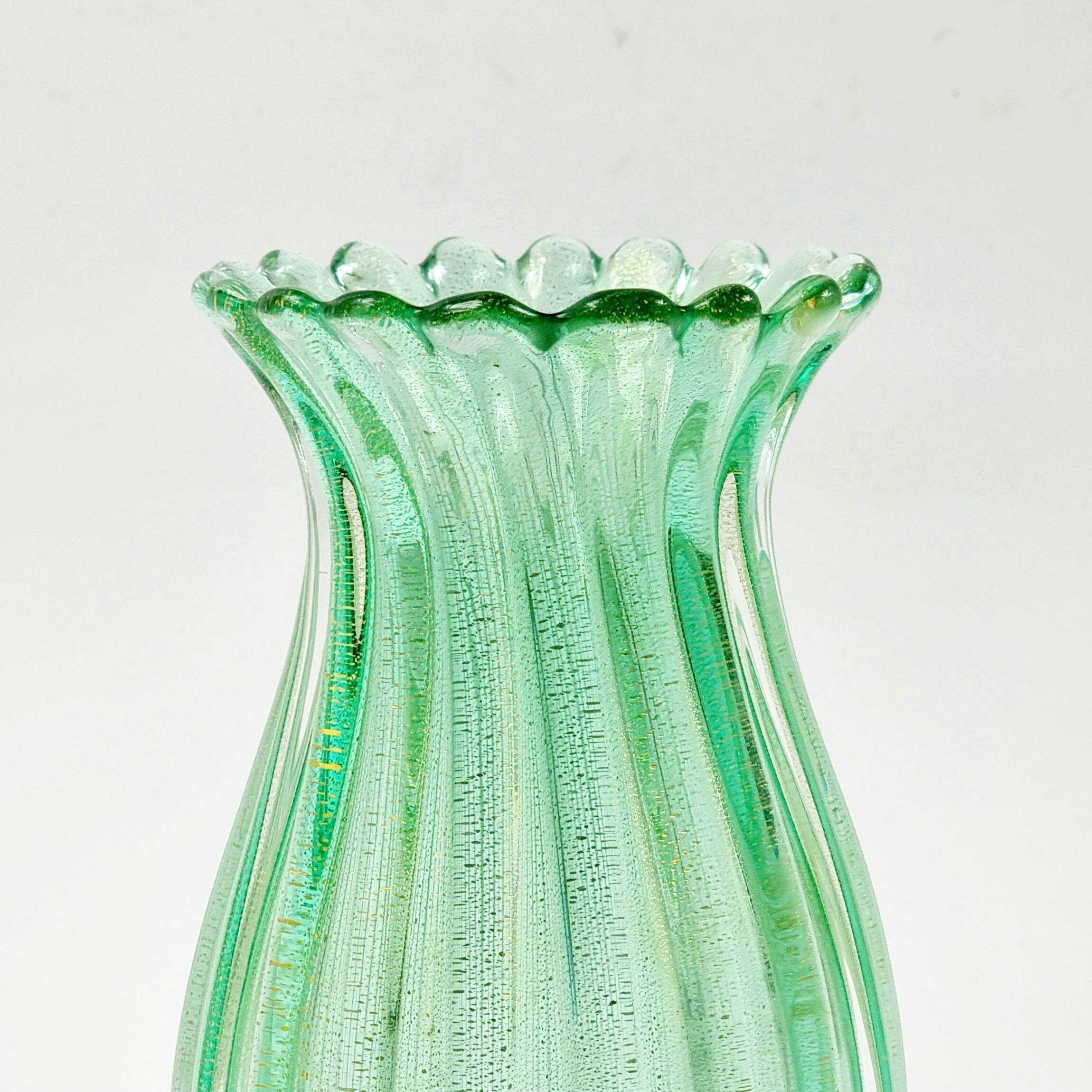 Mid-Century Ribbed Murano Glass Vase by Archimede Seguso for Seguso Vetri d'Arte, Italy, 1950s