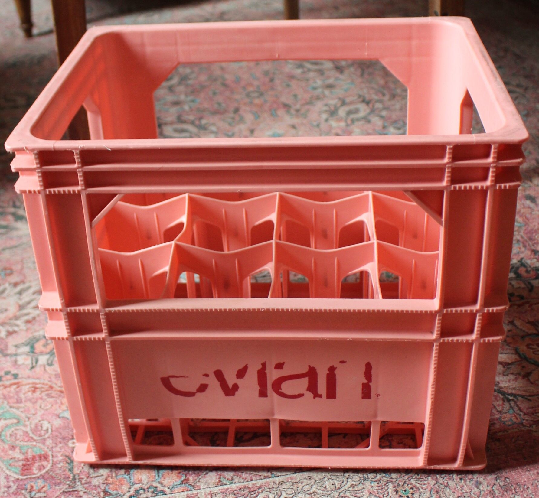 Locker 12 bottles Evian pink plastic