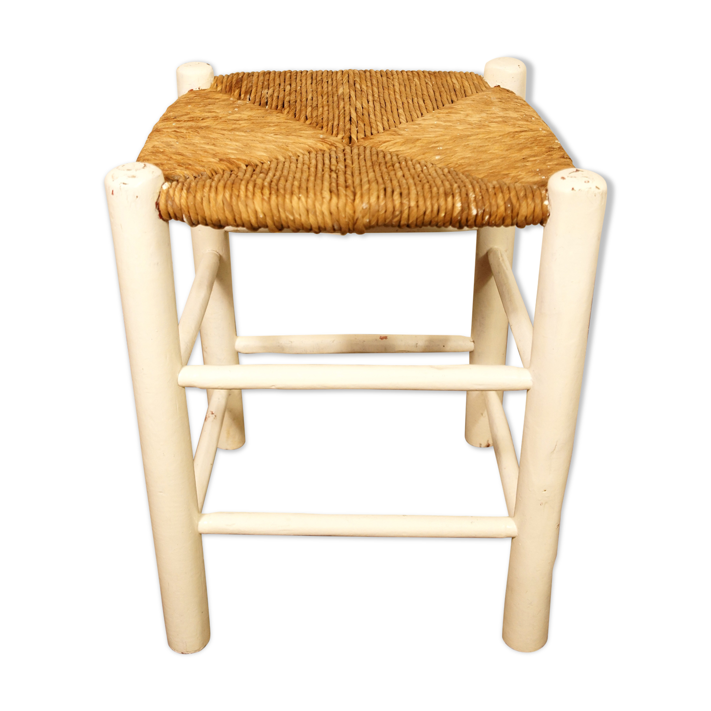 Old stool in wood & straw