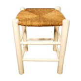 Old stool in wood & straw