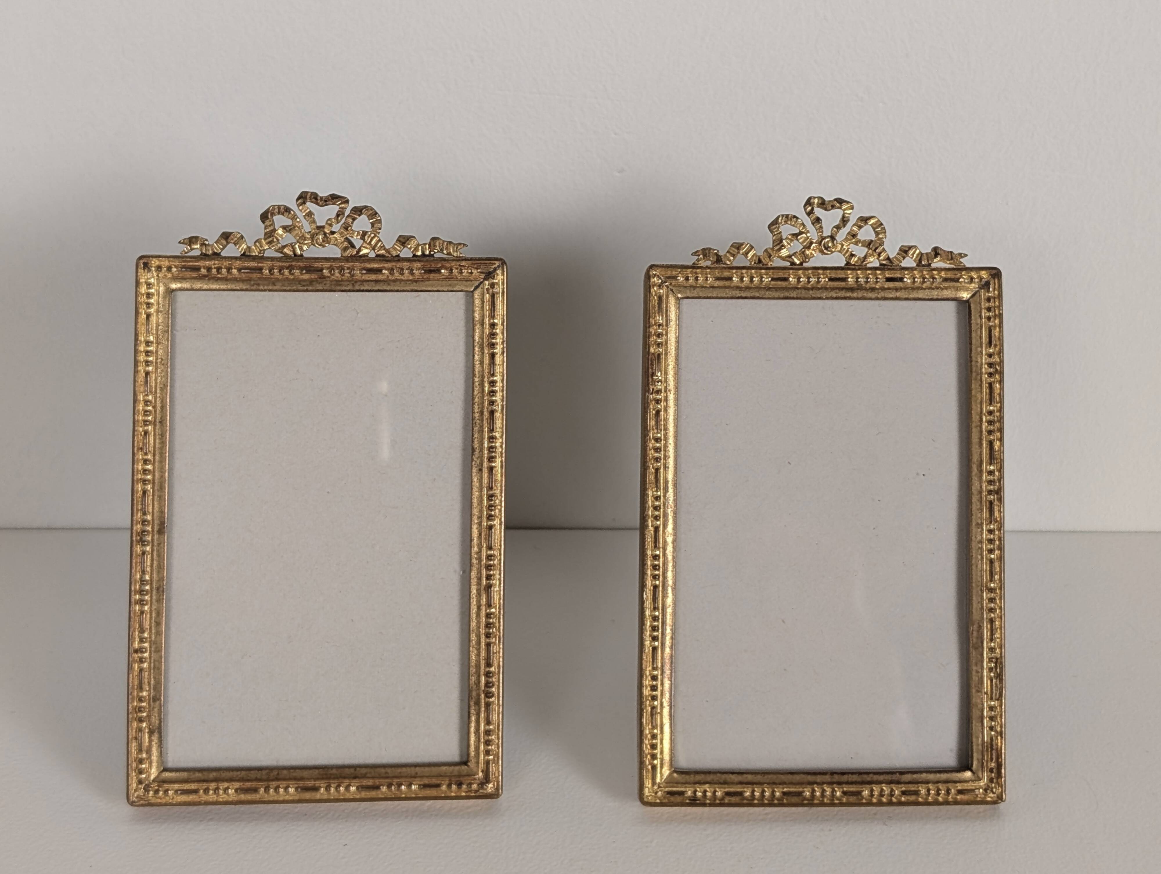 Pair of gilt bronze photo frames