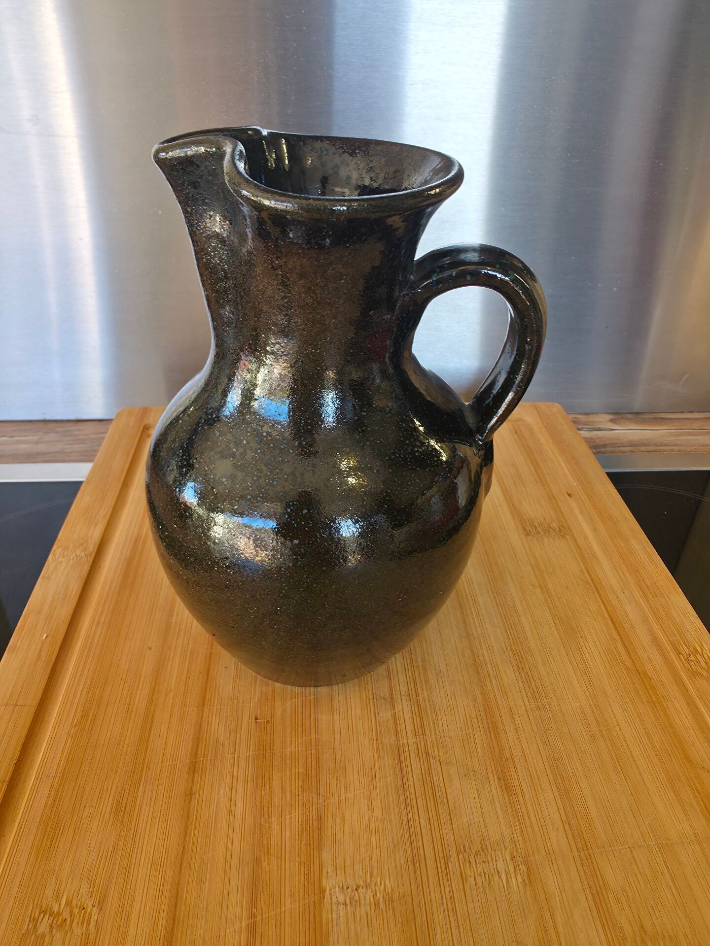 Vintage Jug in Glazed Stoneware – Brutalist / Rustic Chic Style