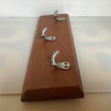 Wooden tea towel holder three double aluminum hooks