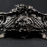 Antique black cast iron planter from the late 19th century Rocaille style