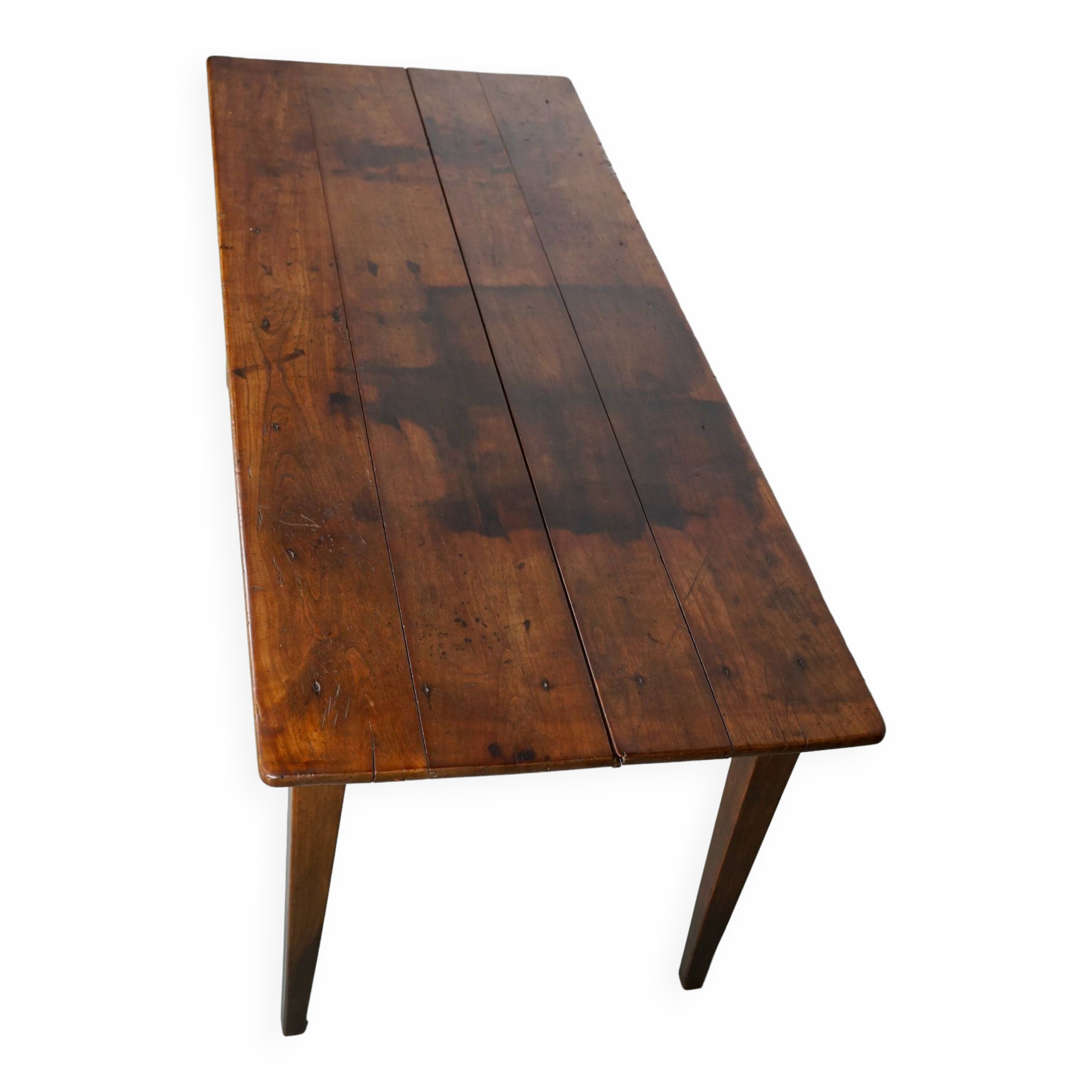 Antique 19th Century French Rustic Farmhouse Dining Table Fruitwood