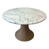 Marble and wicker dining table