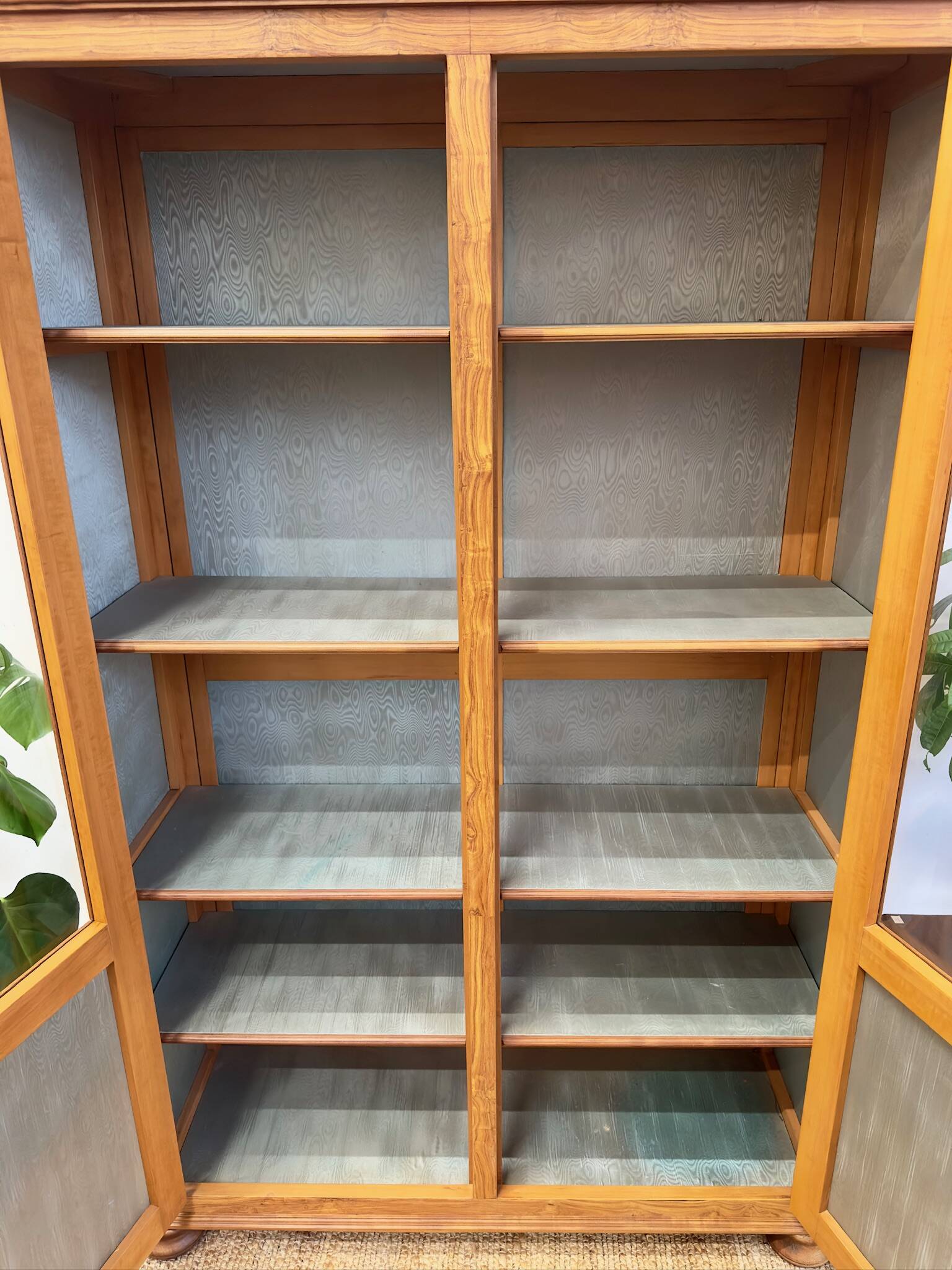 Antique marquetry wooden display cabinet