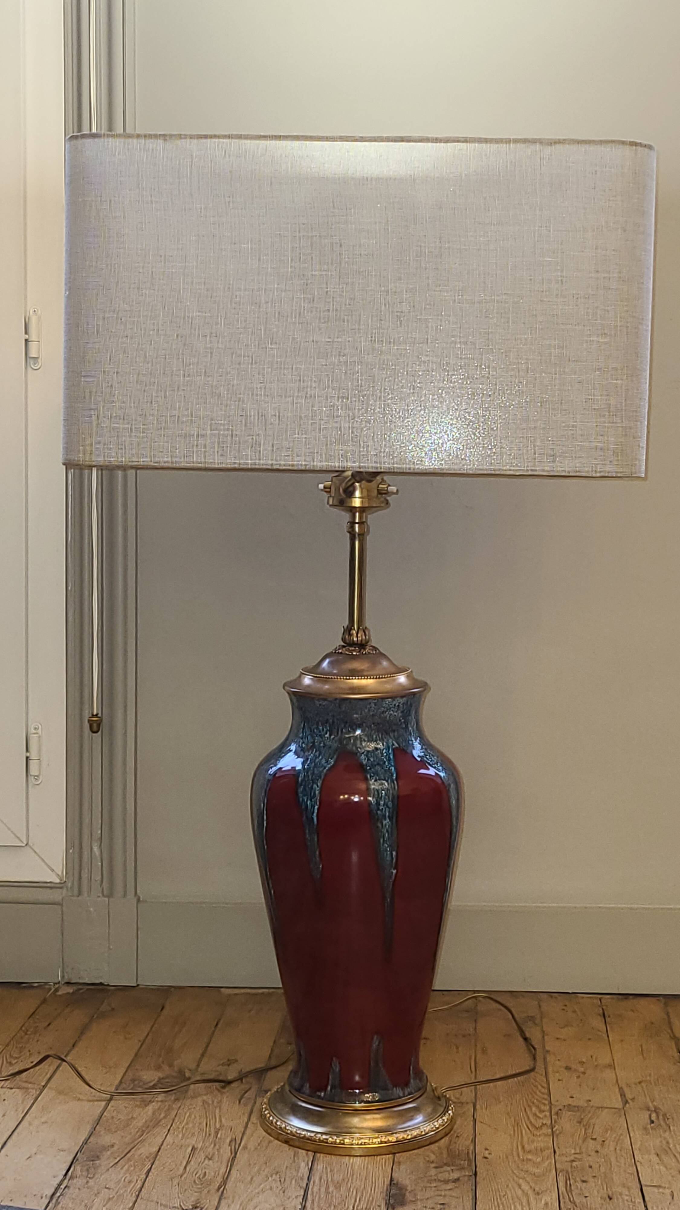 Red Glazed Sandstone Lamp, 1950s