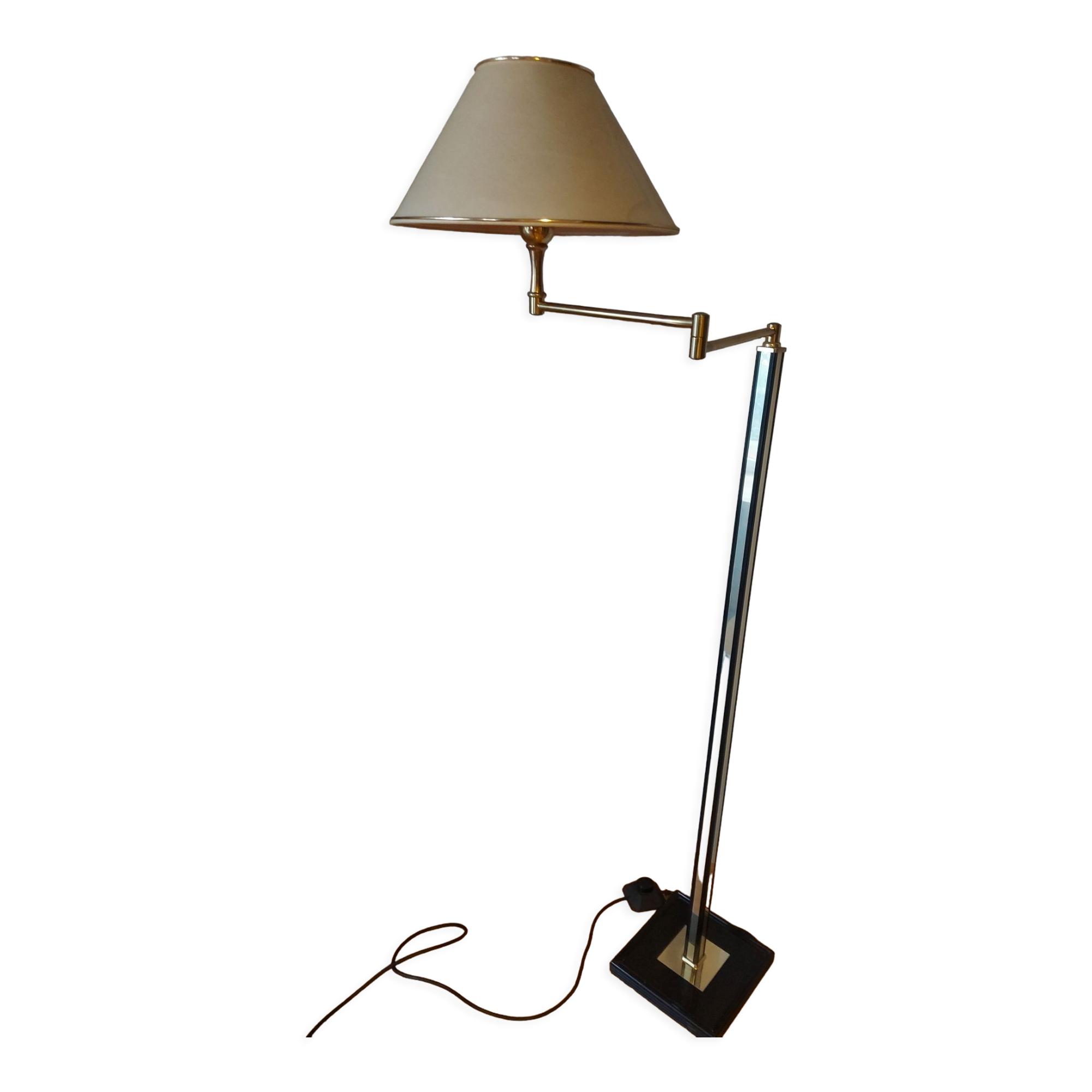 Vintage reading floor lamp in gold metal