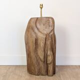 Brutalist oak sculpture lamp