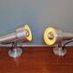 Pair of articulated wall lights in brushed aluminum, 1970
