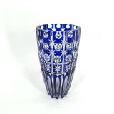 Cobalt blue cut crystal bohemian vase, 1960s