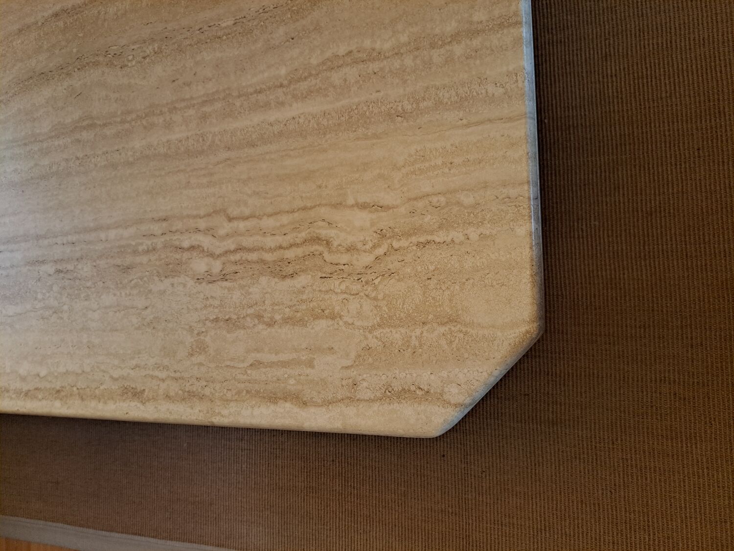 Travertine dining table.