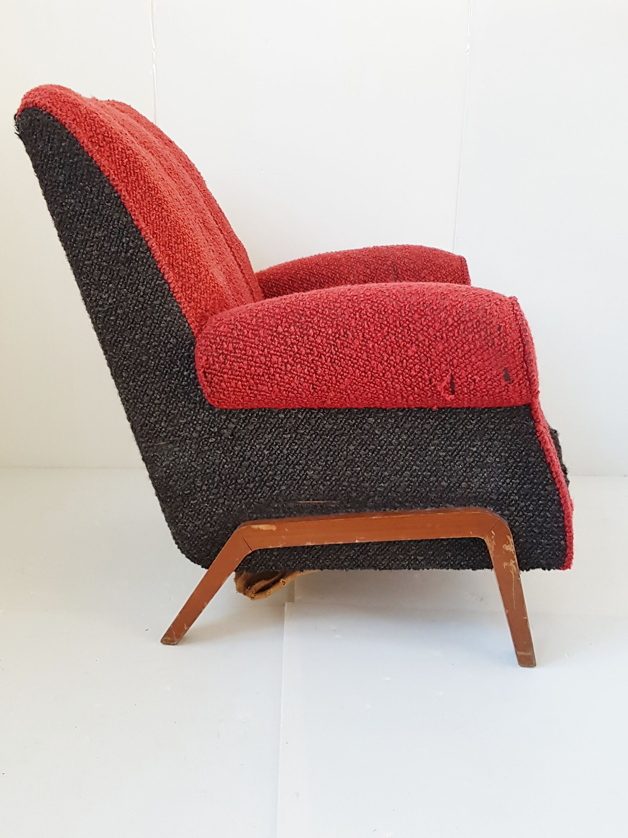 Fauteuil club en laine 1950